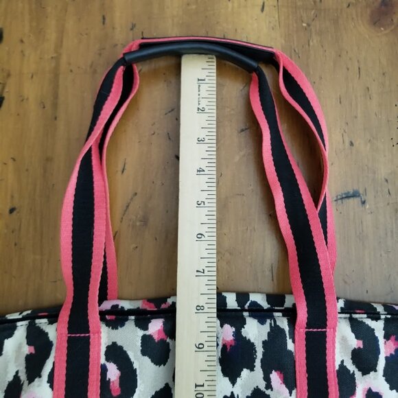 Victoria's Secret Zip Top Tote VS Pink Leopard Print Canvas Weekender Tote Bag - Picture 10 of 12